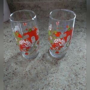 Vintage 80s 90s Strawberry Shortcake Juice Glasses Set Of 2 Euc Retro